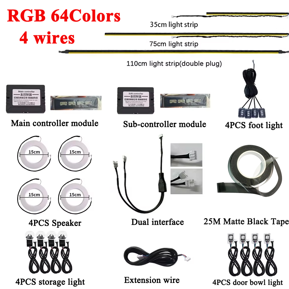 RGB 64 Colors LED Car Ambient  - Led El Wire recension och pris