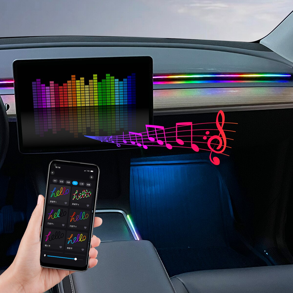 Car LED Ambient Light USB 64 C - Led El Wire recension och pris